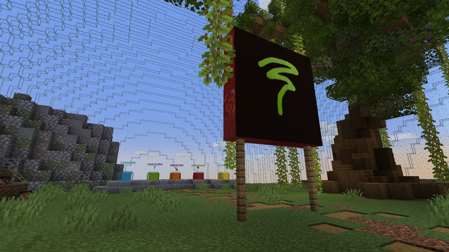 Back of a man at a concert. Hes wearing a beanie hat and a baggy denim jacket with studs. Photo with a purple hue